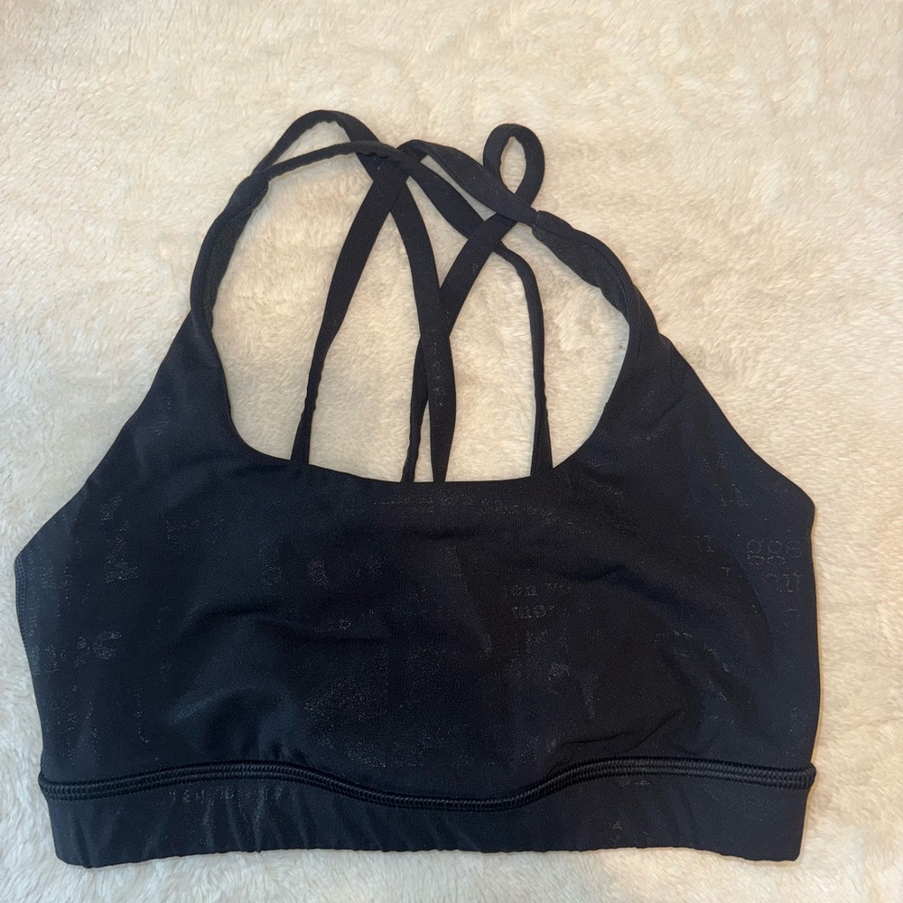 Women's Black Strappy Sports Bra